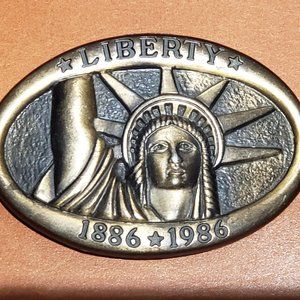 Statue of Liberty Centennial Brass Belt Buckle -  Vintage 1986